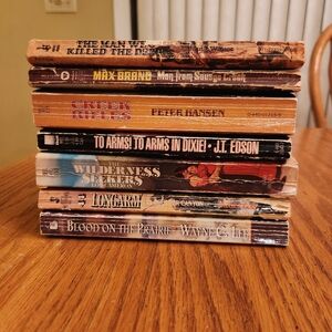 Lot of 7 Vtg 70's & 80's Westerns Books Tabor Evans, Lou Cameron, Max Brand, Etc